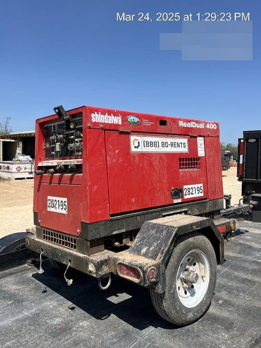2022 Shindaiwa DGW400MDL Kubota D902 Engine, 23 HP, Dual Op Welder, Wire, Arc, Droop Stick, Tig, and CC Stick Functionality, Simulphase, 3 Phase and 1 Phase Gen Output, Single Axle NB Trlr, Slr Trckl Chrg 12V 12W, Fire Ext