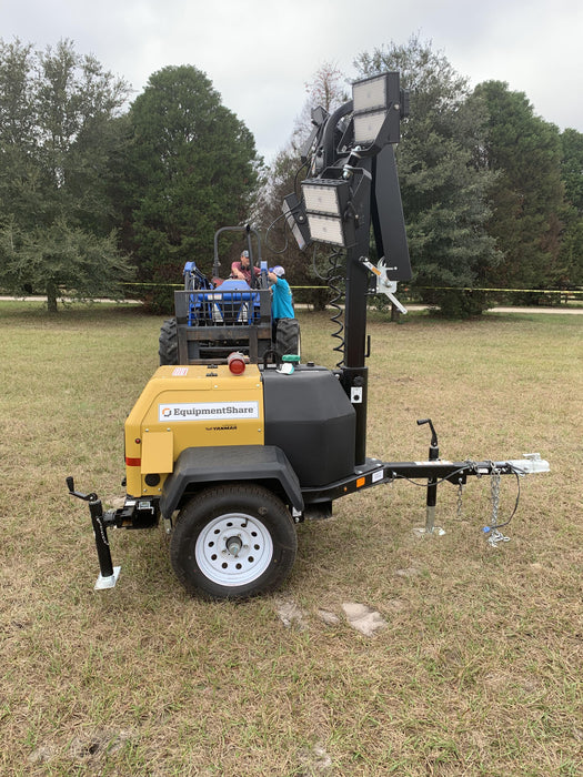 Allmand NLV3GR (4) LED Light Fixture 350W, 23' Vertical Mast, 3kW Prime, Towable, Deep Sea L401, Leveling Jacks, Yanmar T4F 5.8hp