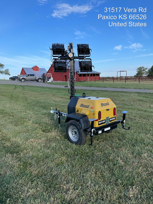 2022 Allmand NLV3GR (4) LED Light Fixture 350W, 23' Vertical Mast, 3kW Prime, Towable, ES Decals, T3