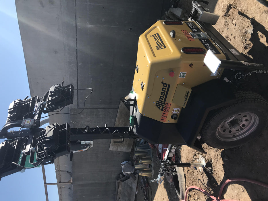 2021 Allmand NLV3GR (4) LED Light Fixture 350W, 23' Vertical Mast, 3kW Prime, Towable, Deep Sea L401, Leveling Jacks, Yanmar T4F 5.8hp