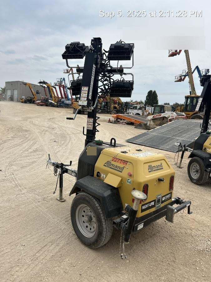 2022 Allmand NLV3GR (4) LED Light Fixture 350W, 23' Vertical Mast, 3kW Prime, Towable, Deep Sea L401, Leveling Jacks, Yanmar T4F 5.8hp