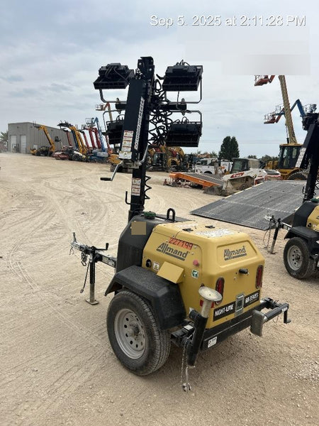 2022 Allmand NLV3GR (4) LED Light Fixture 350W, 23' Vertical Mast, 3kW Prime, Towable, Deep Sea L401, Leveling Jacks, Yanmar T4F 5.8hp