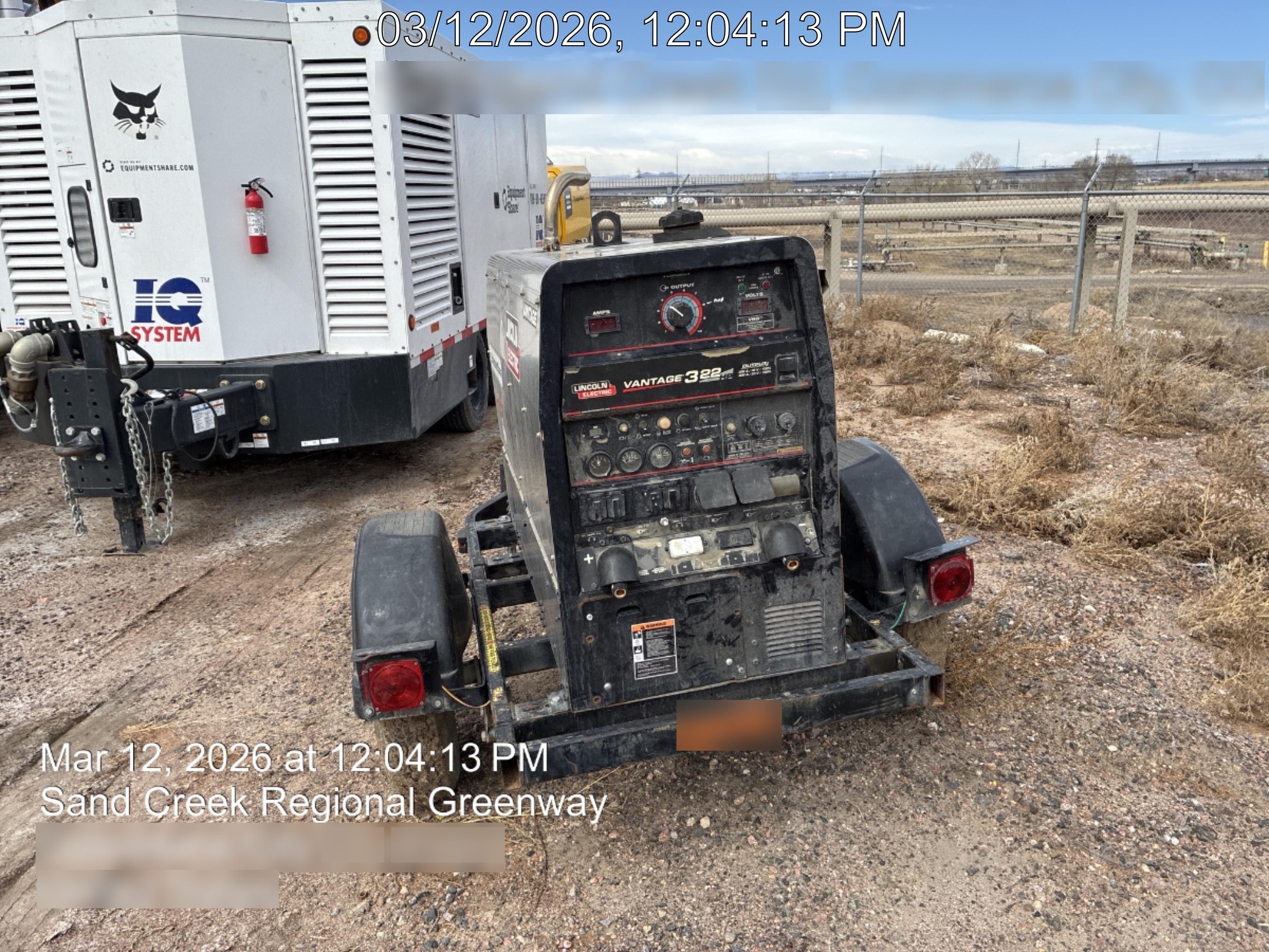 2019 Lincoln Electric Vantage 322 Ready-Pak 3, Two Wheel Trailer, Fender and Light Kit, Cable Rack