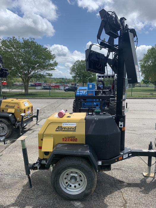 2021 Allmand NLV3GR (4) LED Light Fixture 350W, 23' Vertical Mast, 3kW Prime, Towable, Deep Sea L401, Leveling Jacks, Yanmar T4F 5.8hp