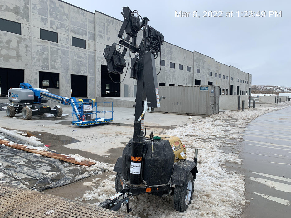 2021 Allmand NLV3GR (4) LED Light Fixture 350W, 23' Vertical Mast, 3kW Prime, Towable, Deep Sea L401, Leveling Jacks, Yanmar T4F 5.8hp