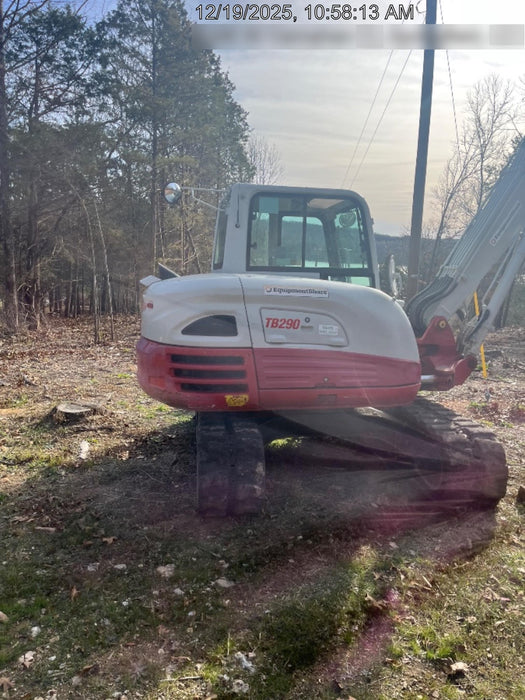 2019 Takeuchi TB290 Cab/Heat/AC Rubber tracks, Dozer blade, Travel alarm, Auxiliary hydraulics Manual QC, Hydraulic thumb, 18", 24", and 36" Buckets