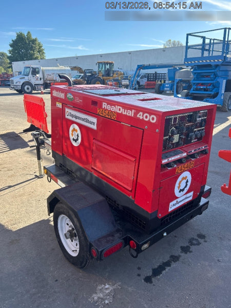 2022 Shindaiwa DGW400MDL Kubota D902 Engine, 23 HP, Dual Op Welder, Wire, Arc, Droop Stick, Tig, and CC Stick Functionality, Simulphase, 3 Phase and 1 Phase Gen Output, Single Axle NB Trlr, Slr Trckl Chrg 12V 12W, Fire Ext