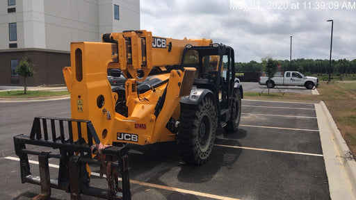 2019 JCB 510-56 Open ROPS, 74 HP, Solid Tires, Worklights, Beacon, Aux Hydraulics, Lifting Eye w/60" Carriage/60" Forks
