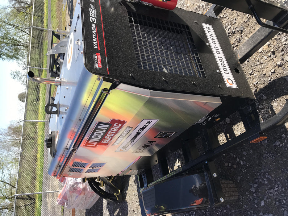 2019 Lincoln Electric Vantage 322 Welder Ready-Pak 3, Two wheel trailer, Fender and Light kit, Cable Rack