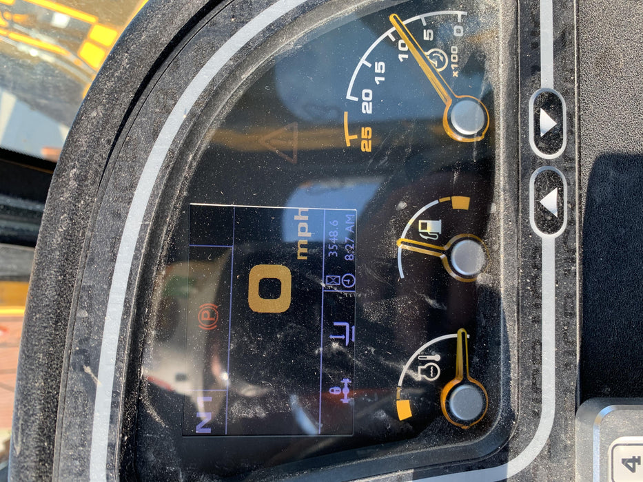 2019 JCB 512-56 74 HP w/CAB/HVAC, Beacon, Aux Hydraulics, Worklights, Solid Tires w/60" Carriage/Forks