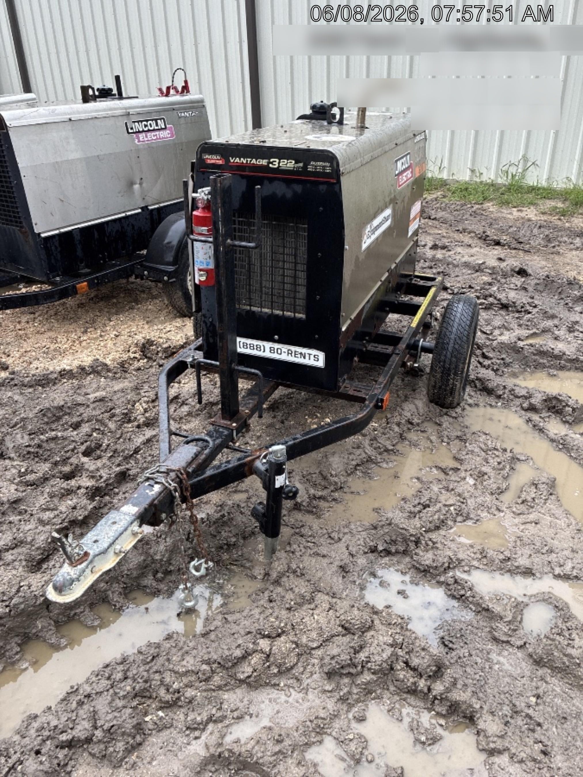 2019 Lincoln Electric Vantage 322 Welder Ready-Pak 3, Two wheel trailer, Fender and Light kit, Cable Rack