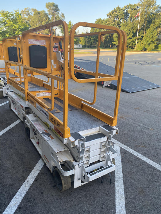 Custom Equipment HB-1430 Hy-Brid Scissor Lift
Platform capacity up to 670 lbs
Working height up to 20 ft
Weighs under 1,700 lbs
Non-marking wheels
