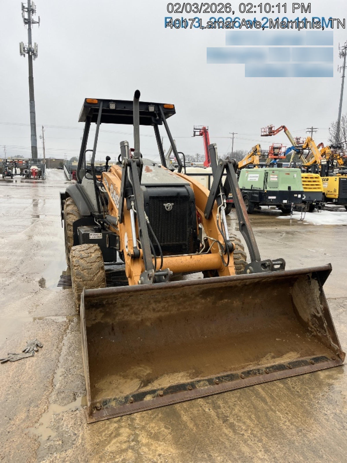 2019 Case 570N EP Canopy, 4WD, GP Front Bucket, Dual Tilt Cylinder, 84" Box Blade w/ Scarifier, Wheel Weights, Beacon