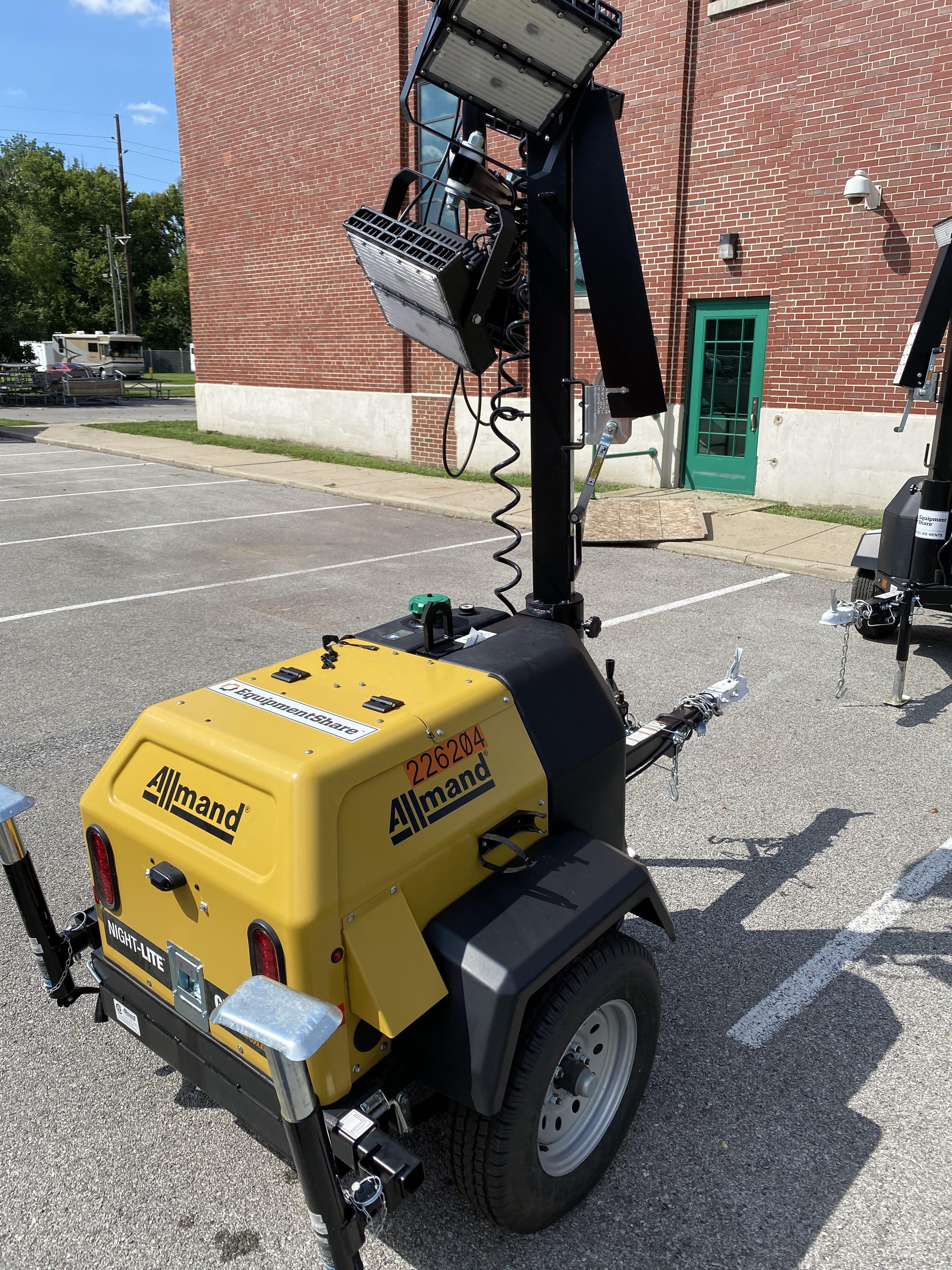 2022 Allmand NLV3GR (4) LED Light Fixture 350W, 23' Vertical Mast, 3kW Prime, Towable, Deep Sea L401, Leveling Jacks, Yanmar T4F 5.8hp