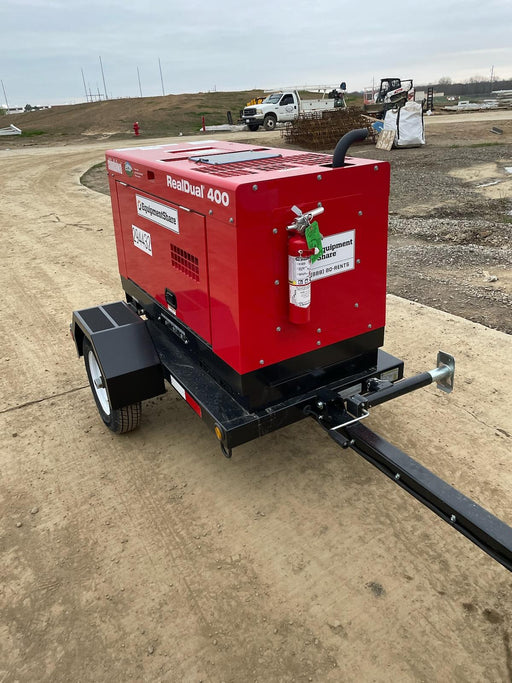 2023 Shindaiwa DGW400MDL Kubota D902 Engine, 23 HP, Dual Op Welder, Wire, Arc, Droop Stick, Tig, and CC Stick Functionality, Simulphase, 3 Phase and 1 Phase Gen Output, Single Axle NB Trlr, Slr Trckl Chrg 12V 12W, Fire Ext