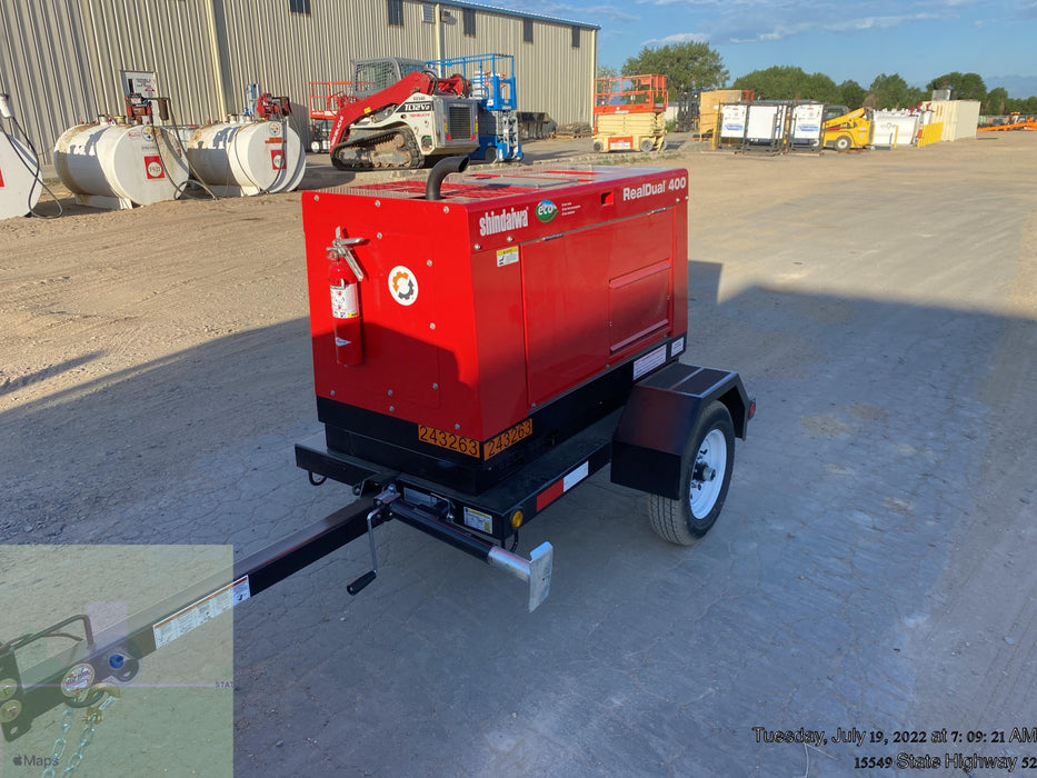 2022 Shindaiwa DGW400MDL Kubota D902 Engine, 23 HP, Dual Op Welder, Wire, Arc, Droop Stick, Tig, and CC Stick Functionality, Simulphase, 3 Phase and 1 Phase Gen Output, Single Axle NB Trlr, Slr Trckl Chrg 12V 12W, Fire Ext