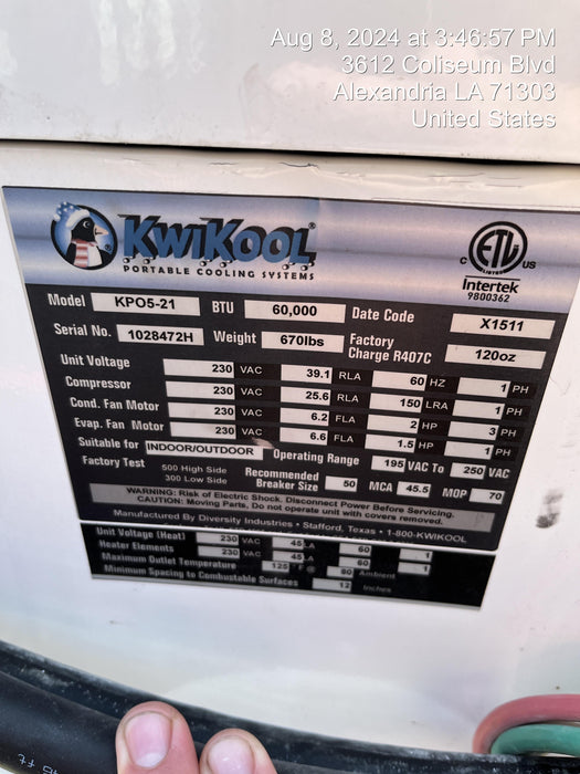 2023 KWIKOOL KPO5-21H