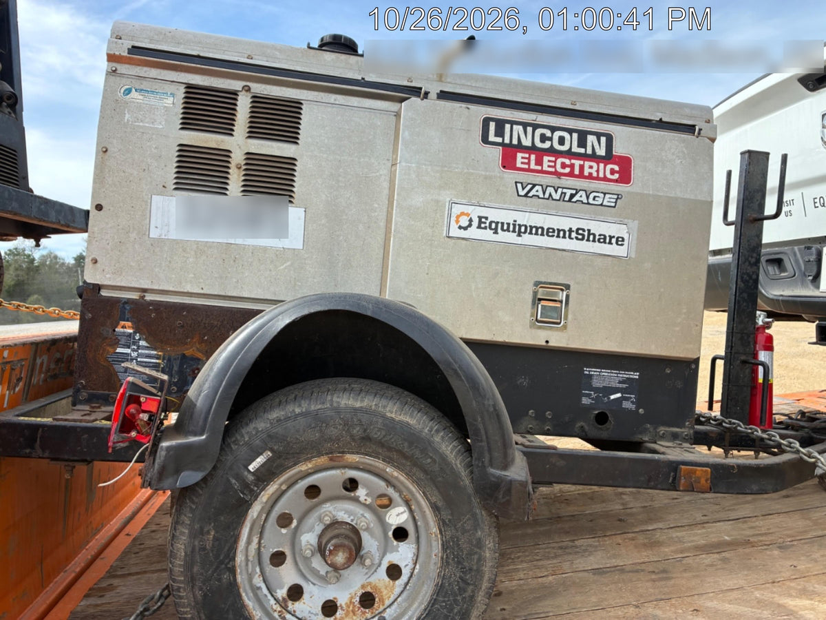 2019 Lincoln Electric Vantage 322 Welder Ready-Pak 3, Two wheel trailer, Fender and Light kit, Cable Rack