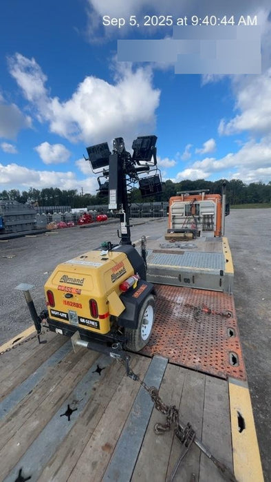 2021 Allmand NLV3GR (4) LED Light Fixture 350W, 23' Vertical Mast, 3kW Prime, Towable, Deep Sea L401, Leveling Jacks, Yanmar T4F 5.8hp