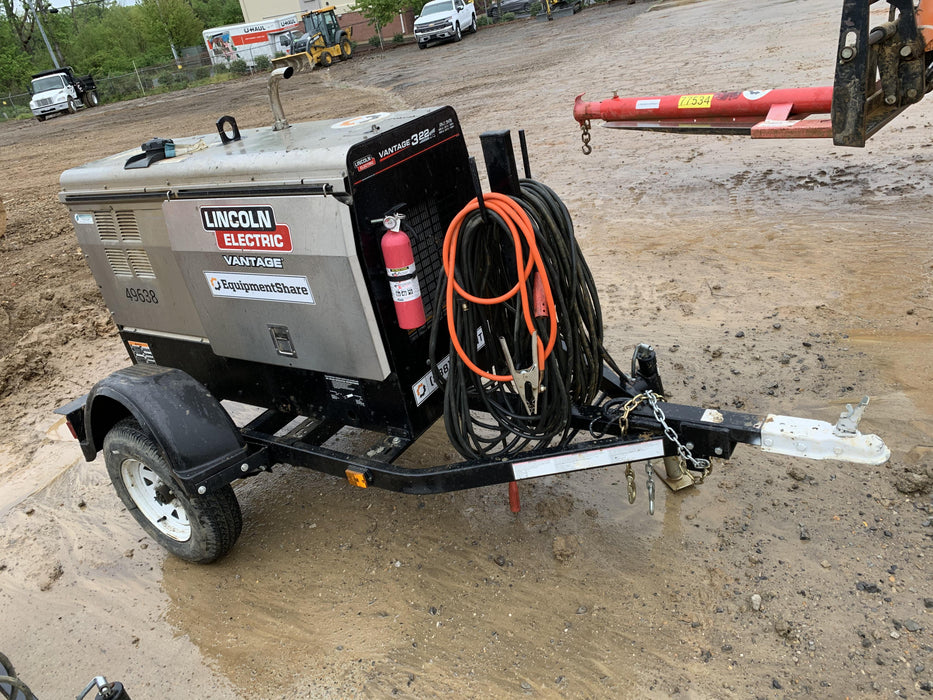 2019 Lincoln Electric Vantage 322 Ready-Pak 3, Two Wheel Trailer, Fender and Light Kit, Cable Rack