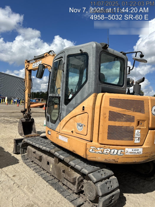 2015 Case CX80C CLOSED CAB, A/C,RUBBER TRACKS PADS,7'-2" ARM,THUMB