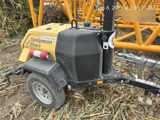 2022 Allmand NLV3GR (4) LED Light Fixture 350W, 23' Vertical Mast, 3kW Prime, Towable, Deep Sea L401, Leveling Jacks, Yanmar T4F 5.8hp