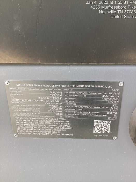 2022 ATLAS COPCO QAS 125