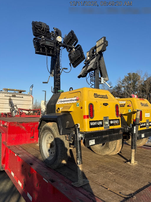 2022 Allmand NLV3GR (4) LED Light Fixture 350W, 23' Vertical Mast, 3kW Prime, Towable, Deep Sea L401, Leveling Jacks, Yanmar T4F 5.8hp