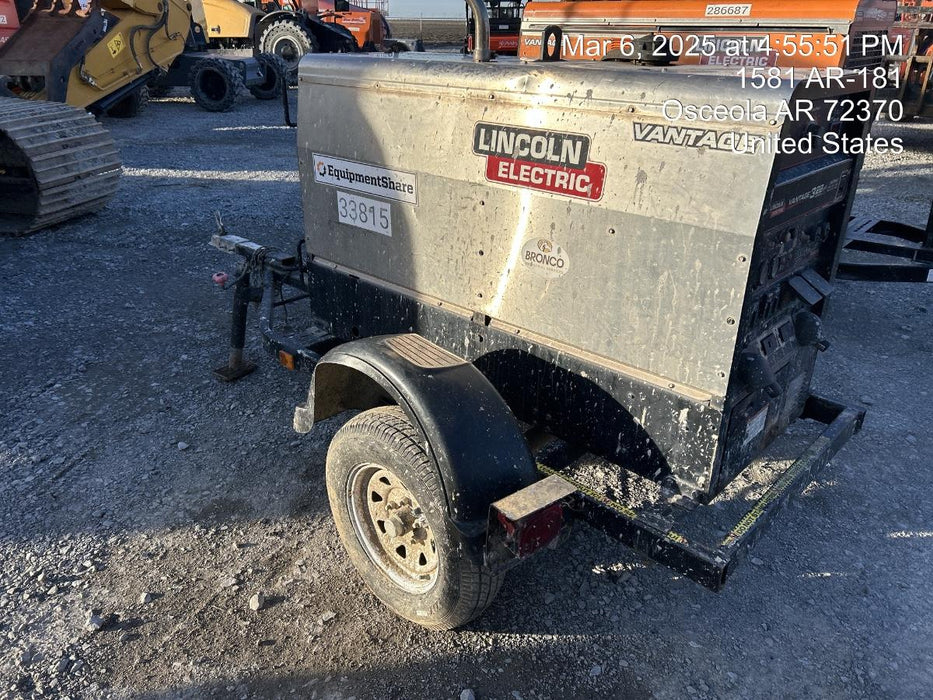 2019 Lincoln Electric Vantage 322 Welder Ready-Pak 3, Two wheel trailer, Fender and Light kit, Cable Rack