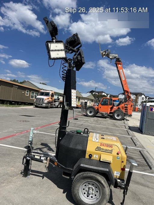 2022 Allmand NLV3GR (4) LED Light Fixture 350W, 23' Vertical Mast, 3kW Prime, Towable, ES Decals, T3