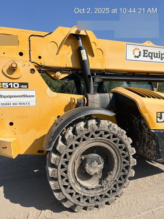 2018 JCB 510-56 JCB 510-56 Telehandler 74 HP w/CAB/HVAC, Beacon, Worklights, Aux Hydraulics, Solid Tires, 60" Carriage/Forks
