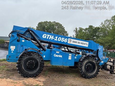 2019 Genie GTH-1056 Canopy, Solid RT Tires, LED Work Lights, Beacon 60" QA Carriage, 60" Forks