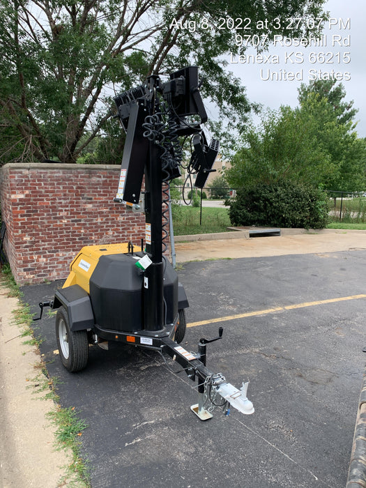 2022 Allmand NLV3GR (4) LED Light Fixture 350W, 23' Vertical Mast, 3kW Prime, Towable, Deep Sea L401, Leveling Jacks, Yanmar T4F 5.8hp