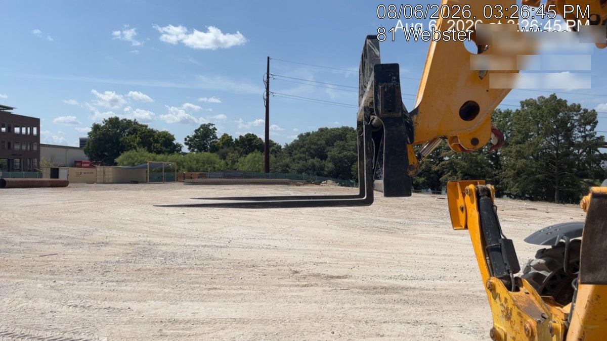 2019 JCB 510-56 Open ROPS, 74 HP, Solid Tires, Worklights, Beacon, Aux Hydraulics, Lifting Eye 66" Carriage/60" Forks