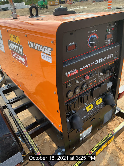 2021 Lincoln Electric Vantage 322 Vantage 322 Ready Pak 3 w/ Decals, ORANGE (includes trailer, cable rack, fender light kit) NO Telematics