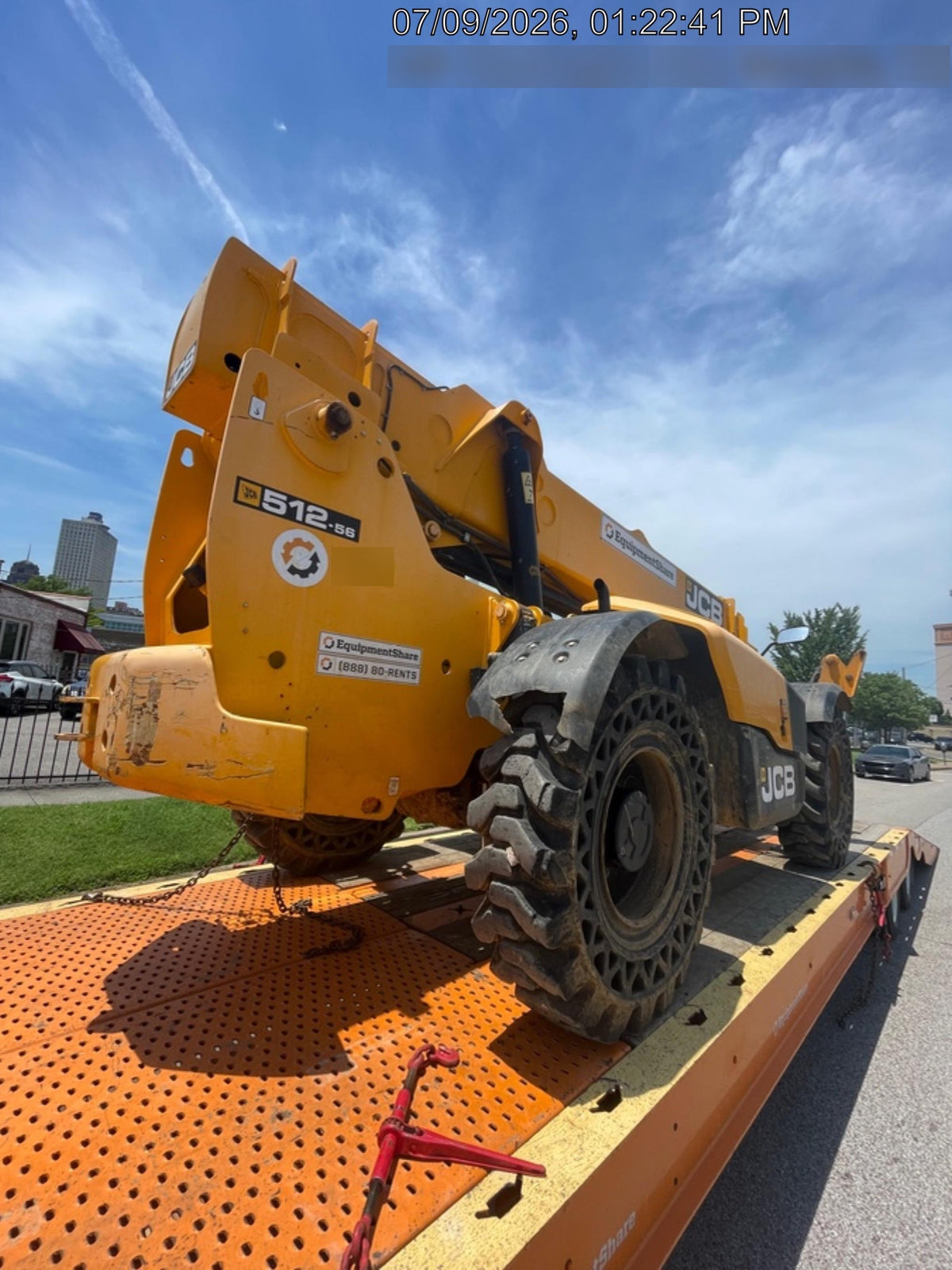 2019 JCB 512-56 Canopy, 109 HP, Solid Tires, STD Worklight, Beacon, Aux Hydraulics, Lifting Eye, Back up Alarm w/66" Carriage/60" Forks