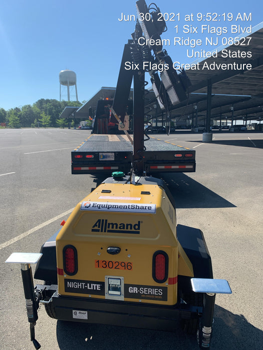 2021 Allmand NLV3GR (4) LED Light Fixture 350W, 23' Vertical Mast, 3kW Prime, Towable, Deep Sea L401, Leveling Jacks, Yanmar T4F 5.8hp