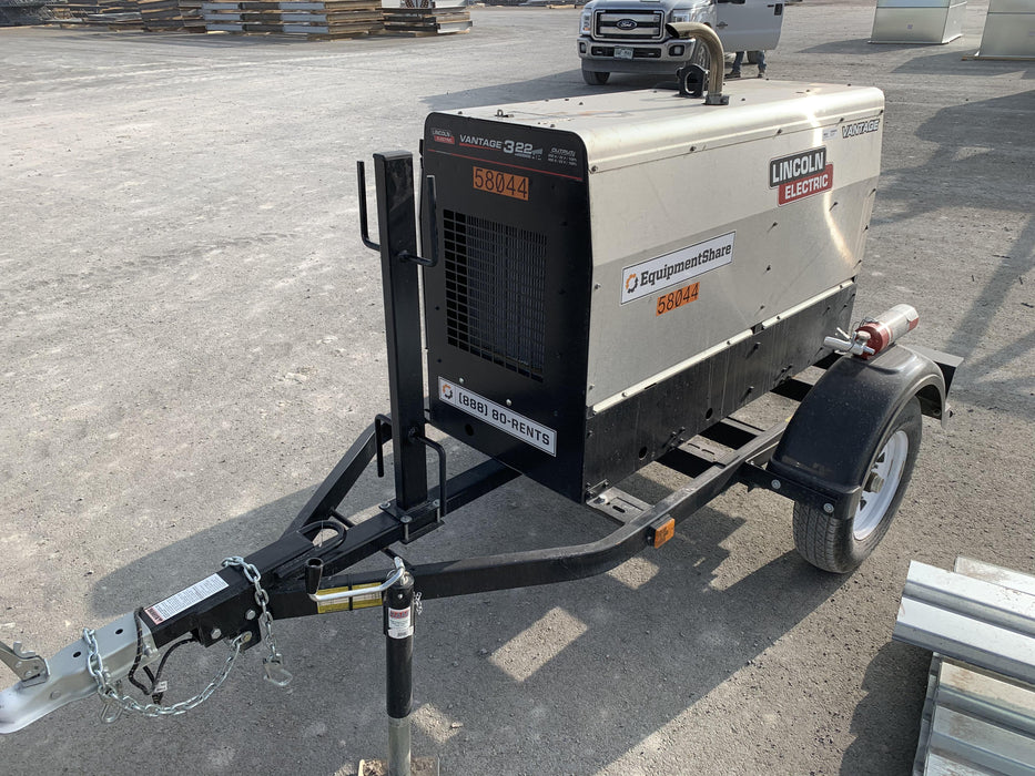 2019 Lincoln Electric Vantage 322 Welder Ready-Pak 3, Two wheel trailer, Fender and Light kit, Cable Rack