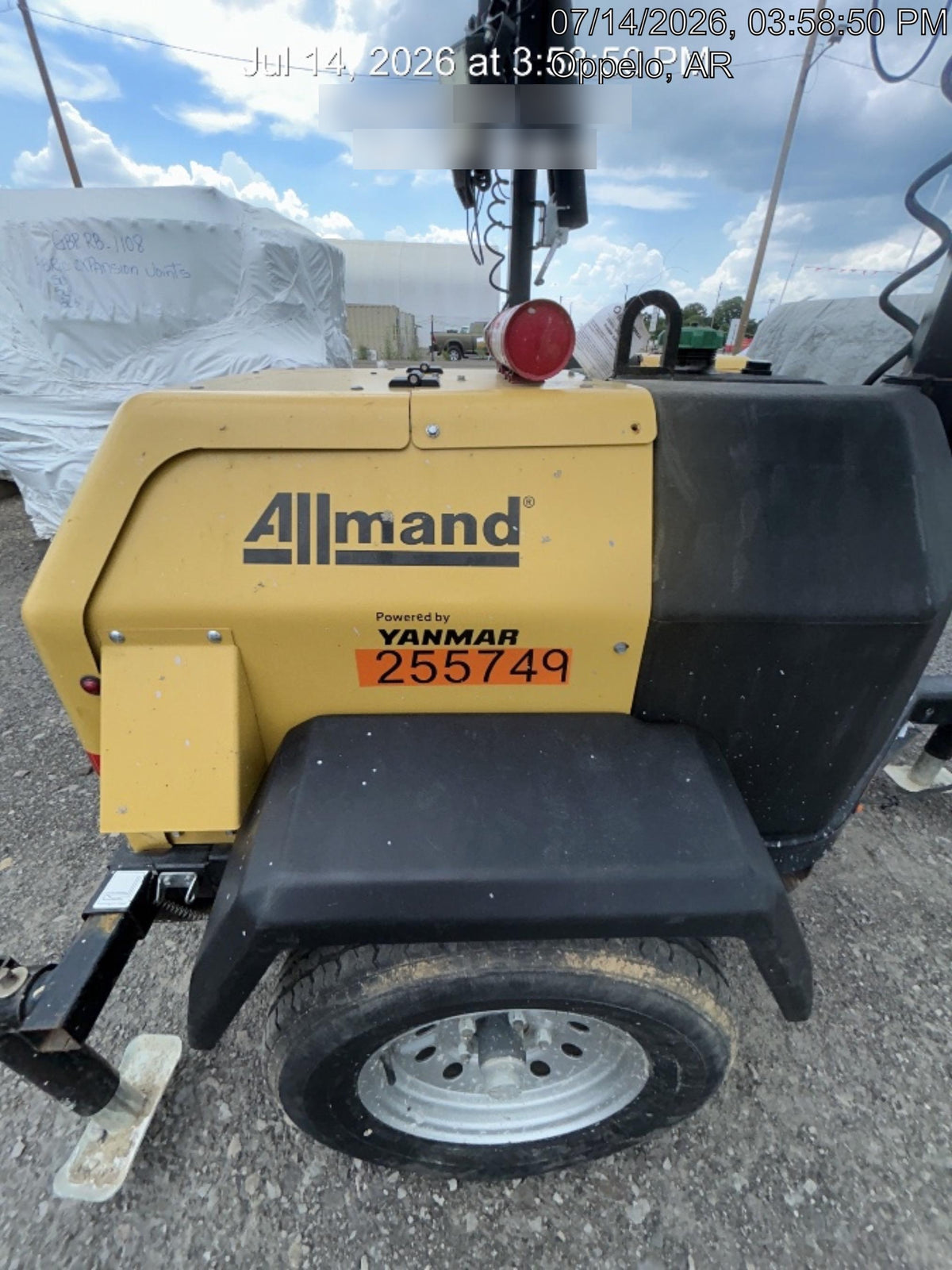 2022 Allmand NLV3GR (4) LED Light Fixture 350W, 23' Vertical Mast, 3kW Prime, Towable, ES Decals, T3