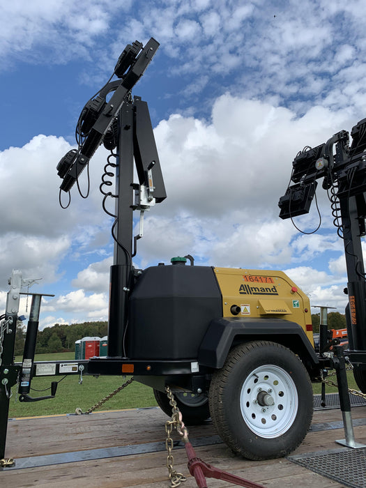 2021 Allmand NLV3GR (4) LED Light Fixture 350W, 23' Vertical Mast, 3kW Prime, Towable, Deep Sea L401, Leveling Jacks, Yanmar T4F 5.8hp