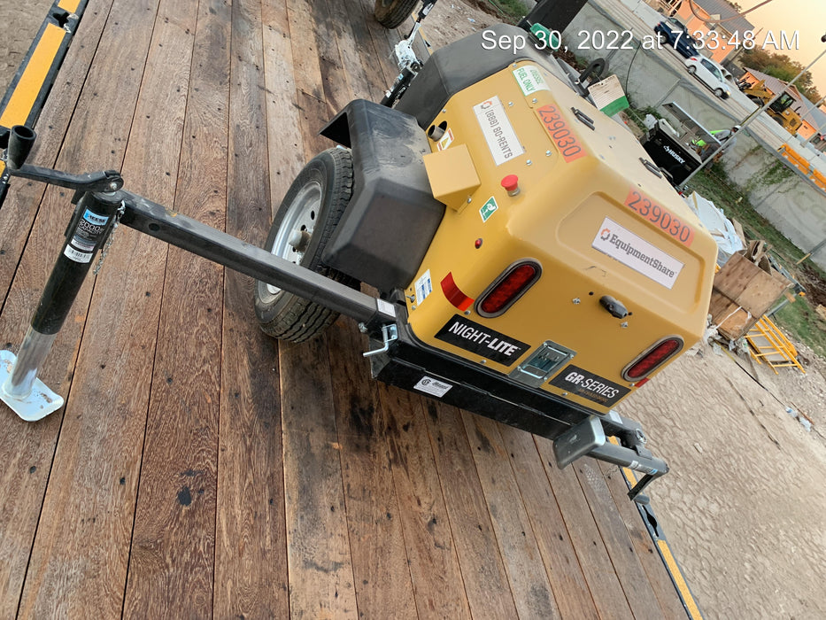 2022 Allmand NLV3GR (4) LED Light Fixture 350W, 23' Vertical Mast, 3kW Prime, Towable, Deep Sea L401, Leveling Jacks, Yanmar T4F 5.8hp