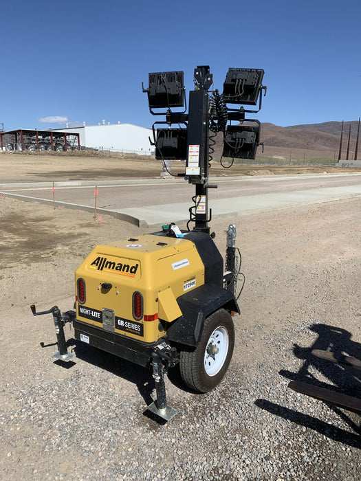 Allmand NLV3GR (4) LED Light Fixture 350W, 23' Vertical Mast, 3kW Prime, Towable, Deep Sea L401, Leveling Jacks, Yanmar T4F 5.8hp