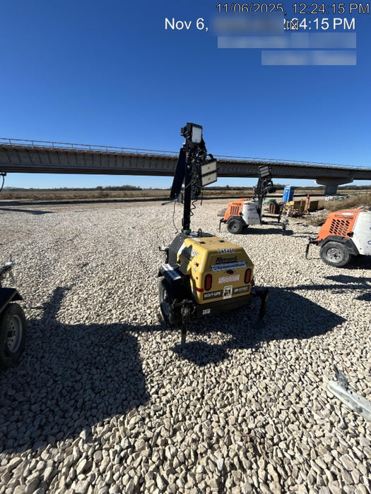 2022 Allmand NLV3GR (4) LED Light Fixture 350W, 23' Vertical Mast, 3kW Prime, Towable, Deep Sea L401, Leveling Jacks, Yanmar T4F 5.8hp