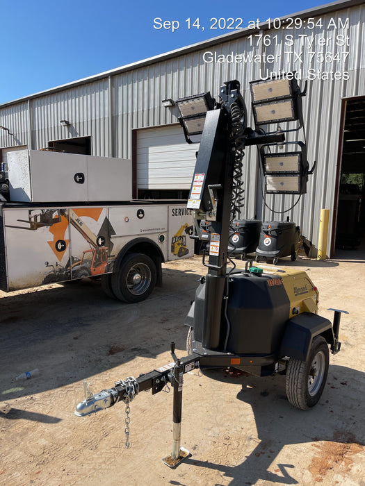 2022 Allmand NLV3GR (4) LED Light Fixture 350W, 23' Vertical Mast, 3kW Prime, Towable, Deep Sea L401, Leveling Jacks, Yanmar T4F 5.8hp