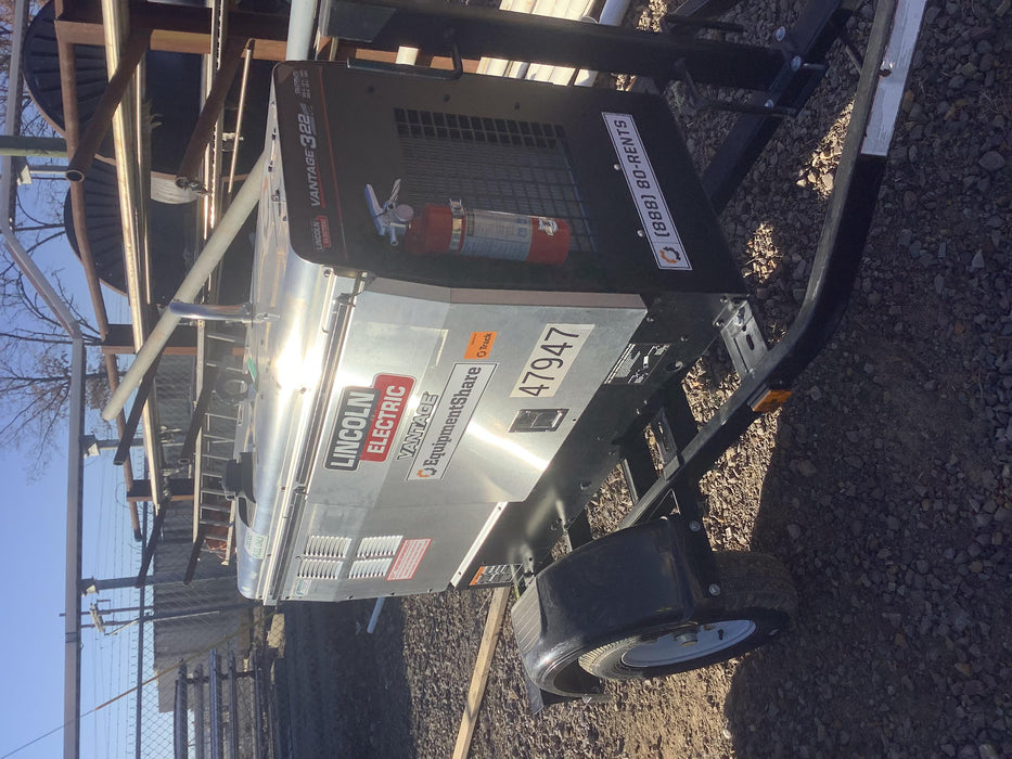 2019 Lincoln Electric Vantage 322 Ready-Pak 3, Two Wheel Trailer, Fender and Light Kit, Cable Rack