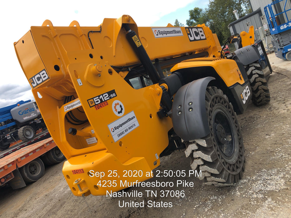 2020 JCB 512-56 Canopy, 74Hp, Solid Tires, Work Lights, Beacon, Aux Hydraulics, Back up Alarm, Lifting Eye, ES Decals