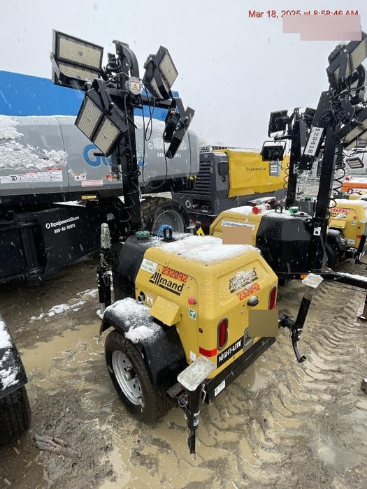 2022 Allmand NLV3GR (4) LED Light Fixture 350W, 23' Vertical Mast, 3kW Prime, Towable, Deep Sea L401, Leveling Jacks, Yanmar T4F 5.8hp