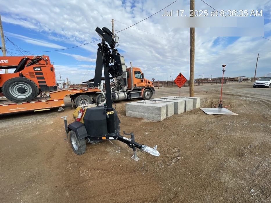 Allmand NLV3GR (4) LED Light Fixture 350W, 23' Vertical Mast, 3kW Prime, Towable, Deep Sea L401, Leveling Jacks, Yanmar T4F 5.8hp