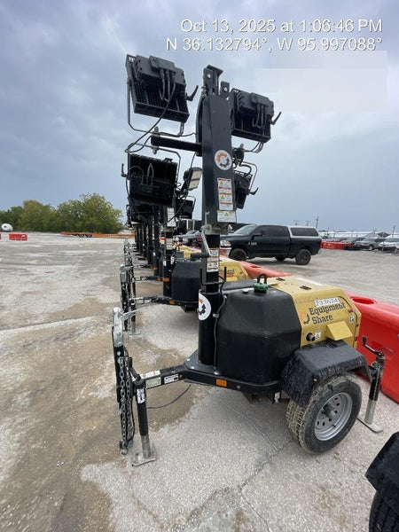 2022 Allmand NLV3GR (4) LED Light Fixture 350W, 23' Vertical Mast, 3kW Prime, Towable, Deep Sea L401, Leveling Jacks, Yanmar T4F 5.8hp