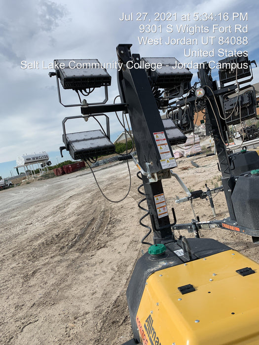 2021 Allmand NLV3GR (4) LED Light Fixture 350W, 23' Vertical Mast, 3kW Prime, Towable, Deep Sea L401, Leveling Jacks, Yanmar T4F 5.8hp